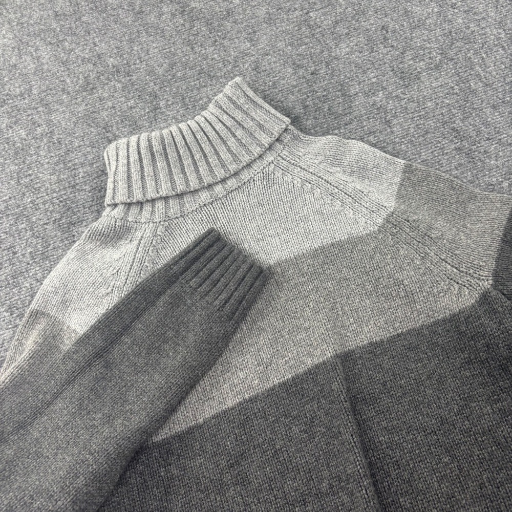 H&M Turtleneck Sweater XL Grey Colorblock Wool Blend Long Sleeve‎ Womens